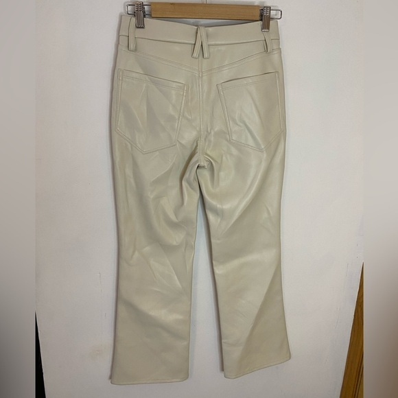 NWT Good American Faux Leather Taupe Boot Cut Crop Pants - Picture 2 of 5